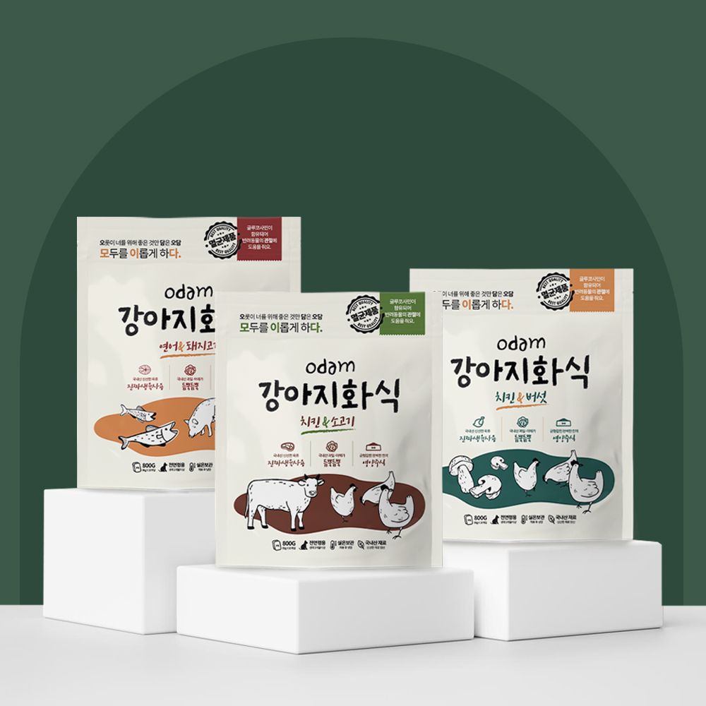 오담 강아지화식 80g x 10ea (치킨&소고기 / 치킨&버섯 / 연어&돼지고기)