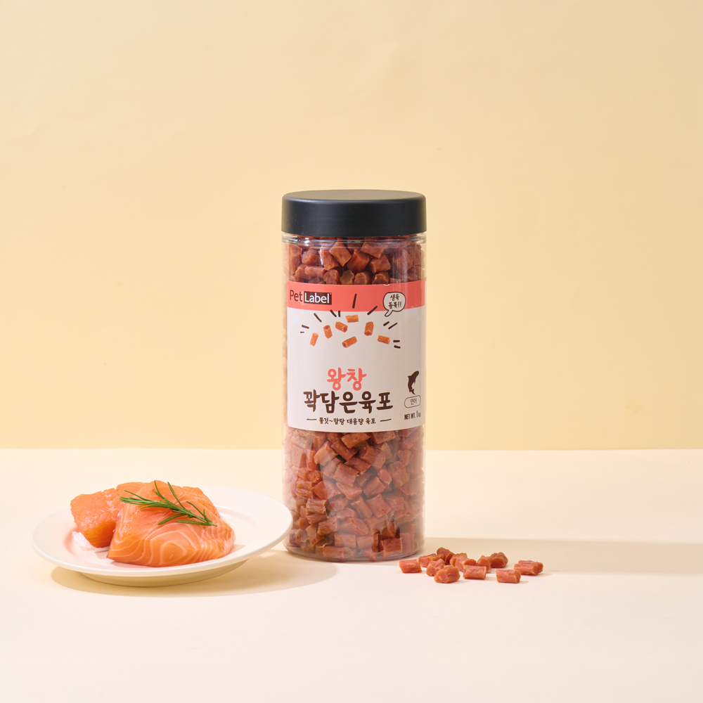 펫라벨 왕창 꽉담은 육포 1kg (소고기 / 연어 / 황태)
