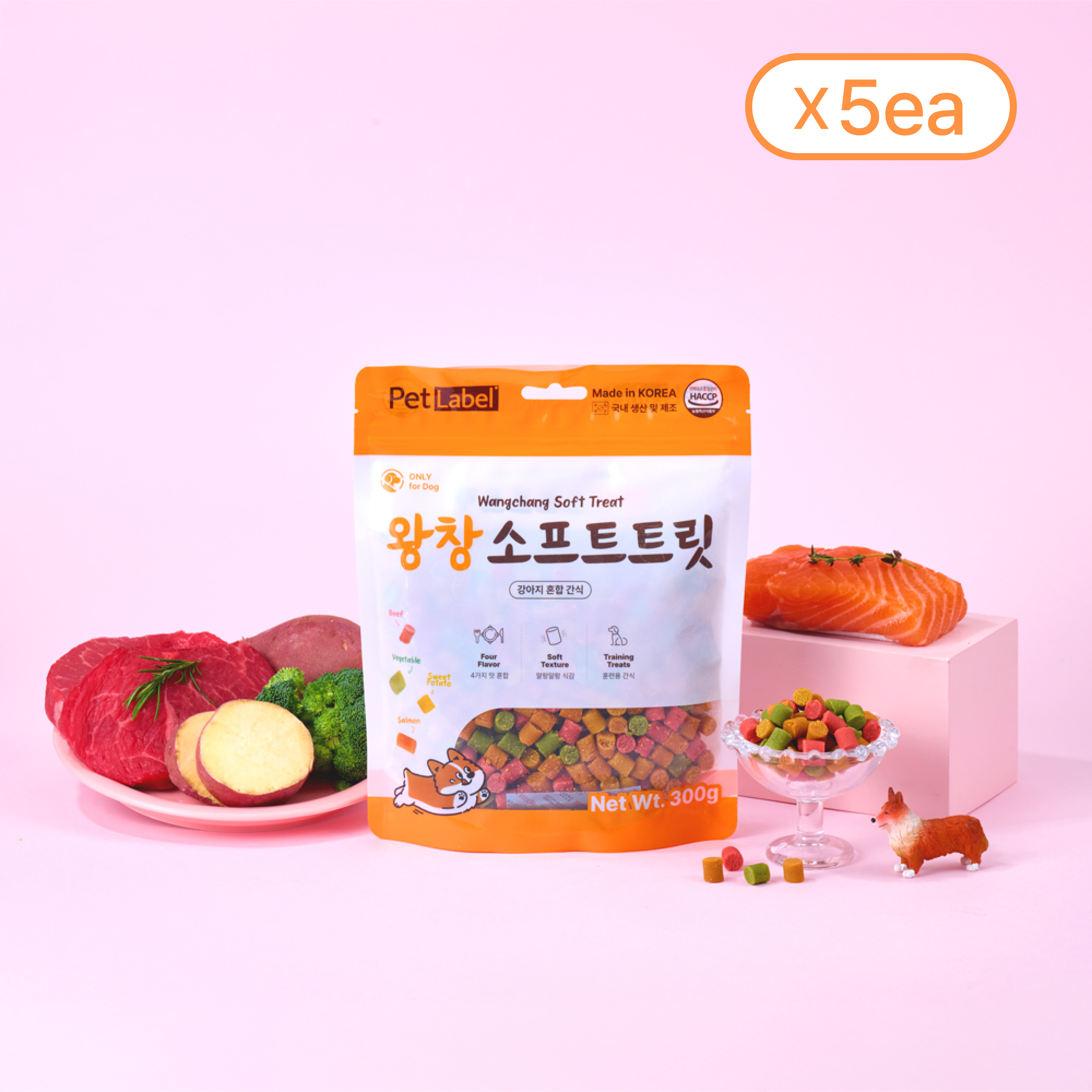 펫라벨 왕창 소프트트릿 300g 5팩