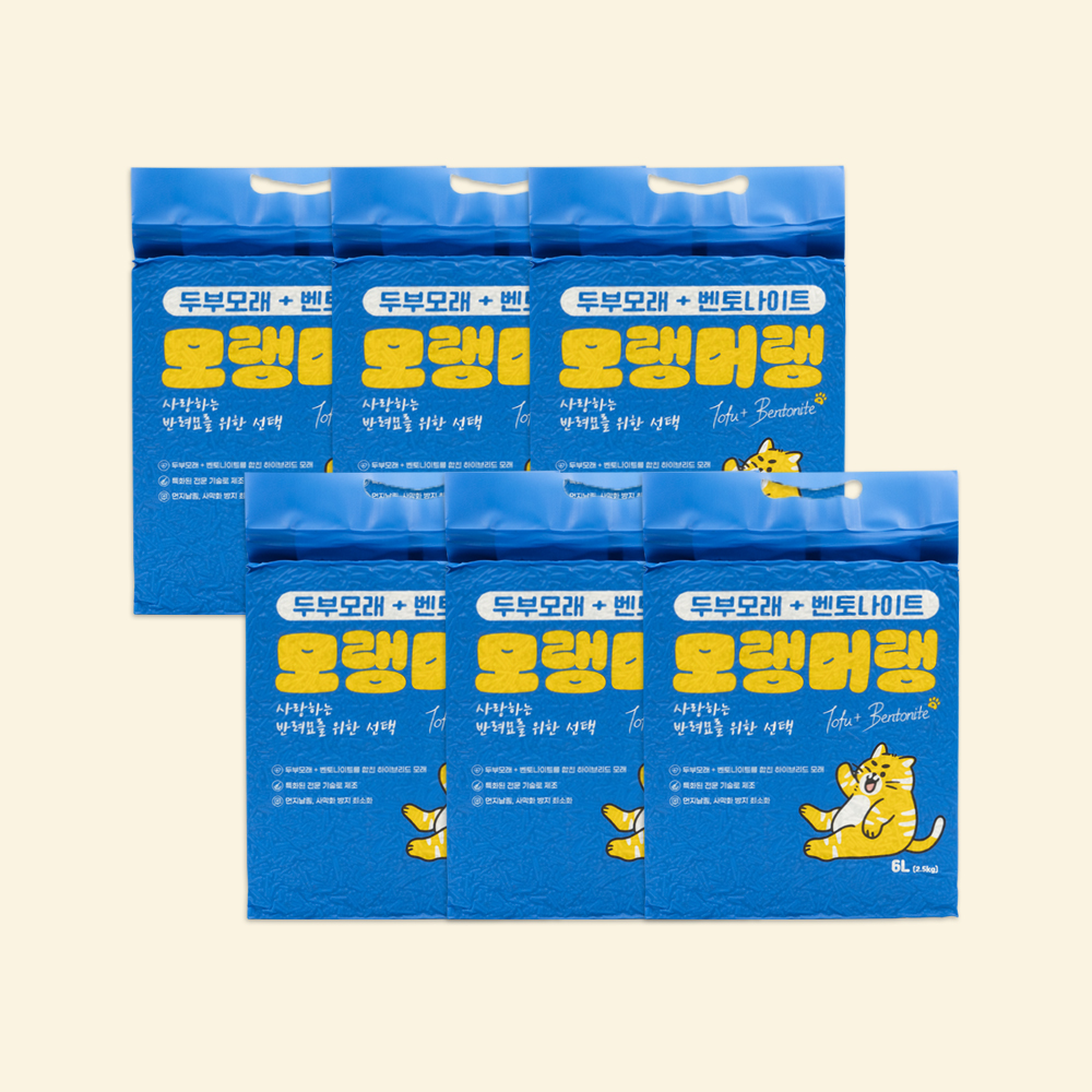 펫라벨 모랭머랭 두부모래 + 벤토나이트 15kg (2.5kg x 6ea)